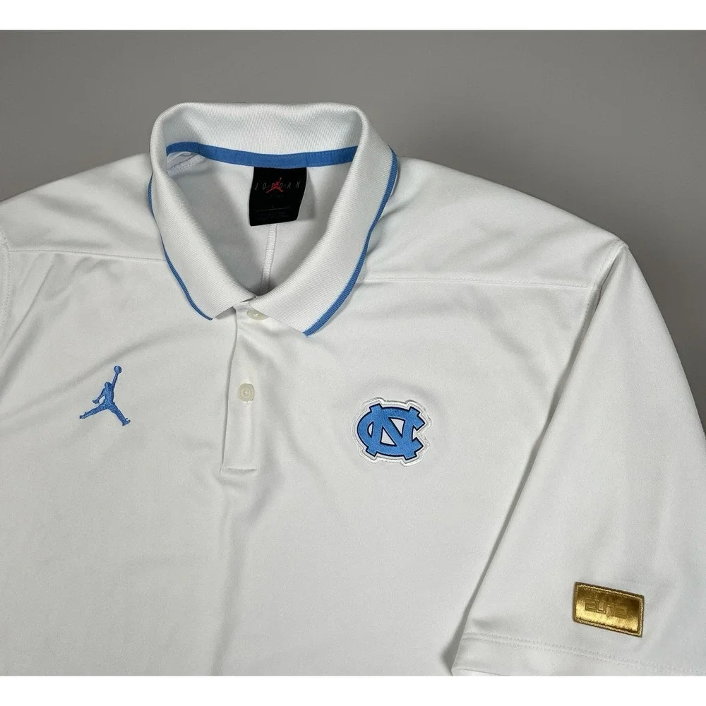 Nike Jordan UNC Tar Heels Team Issued Elite Dri-FIT Polo Men's Large White *NWOT
